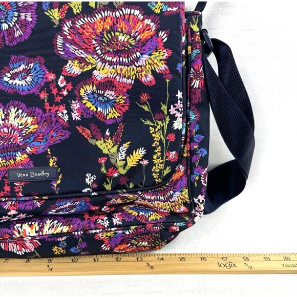 Vera Bradley Essential Messenger Bag & Ultimate Card Case Midnight Wildflowers - Picture 11 of 16